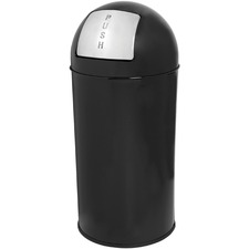 Genuine Joe push open round top receptacle black