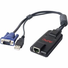 APC by Schneider Electric KVM 2G, Server Module, USB with Virtual Media - 1.67 ft KVM Cable for Video Device, Keyboard, Mouse, Monitor - First End: 1 x RJ-45 Network - Female - Second End: 1 x 15-pin HD-15 - Male, 1 x USB Type A - Male - Black - 1 Each - TAA Compliant