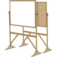 Ghent Reversible Cork Bulletin Board Whiteboard with Wood Frame