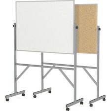 Ghent Reversible Cork Bulletin Board Non-Magnetic Whiteboard with Aluminum Frame