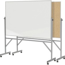 Ghent Reversible Cork Bulletin Board Non-Magnetic Whiteboard with Aluminum Frame