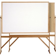 Ghent Reversible Cork Bulletin Board Whiteboard with Wood Frame