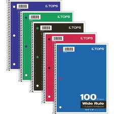 TOPS Wide Rule 1-subject Spiral Notebook 100 Sheets