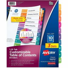 Avery Dividers 10 Tabs Ready Index 11072