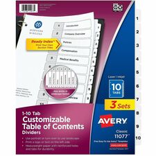 Avery Dividers 10 Tabs Ready Index 11077