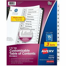 Avery Dividers, 15 Tabs, Ready Index (3 Sets of 11079)