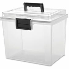 IRIS Weather Tight Portable File Box - External Dimensions: 13.7" Length x 10.2" Width x 11.9" Height - 4.75 gal - Media Size Supported: Letter 8.50" x 11" - Latching Closure - Heavy Duty - Plastic - Clear, Gray - For Document, Pen/Pencil, Business Card, File - 1 Each