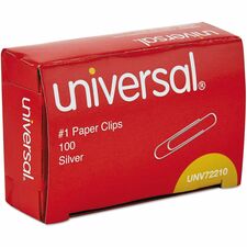 Universal Paper Clips number 1 smooth silver 100 box