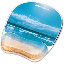 Fellowes Photo Gel Mouse Pad and Wrist Rest with Microban - Sandy Beach - 1 Each
