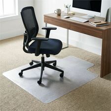 Lorell Medium-pile Chairmat - Carpeted Floor - 48 Length x 36 Width x 0.133 Thickness - Lip Size 10 Length x 19 Width - Vinyl - Clear - 1 Each