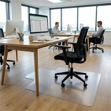 Lorell Nonstudded Wide Lip Chairmat - Tile Floor, Vinyl Floor, Hardwood Floor - 53 Length x 45 Width x 0.060 Thickness - Lip Size 12 Length x 25 Width - Vinyl - Clear - 1 Each