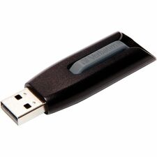 Verbatim 64GB Store 'n' Go V3 USB 3.2 Gen 1 Flash Drive - Gray - 64 GB - USB 3.2 (Gen 1) Type A - 80 MB/s Read Speed - 25 MB/s Write Speed - Gray - Lifetime Warranty - 1 Each