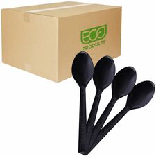 Eco-Products 6 inch Recycled Polystyrene Spoons - Breakroom - Polystyrene - Black - 50 Pack - 20 Carton
