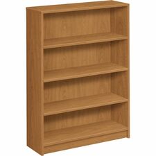 HON 1870 Series Bookcase 36"W - 4 Shelf(ves) - 48.38" Height x 36" Width x 11.50" Depth - Floor - Durable, Sturdy, Square Corner, Abrasion Resistant, Adjustable, Stain Resistant, Spill Resistant, Scratch Resistant, Leveling Glide - Laminate - Harvest - Hardboard - 1 Each