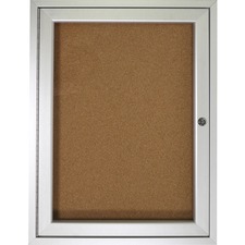 Ghent 1 Door Enclosed Natural Cork Bulletin Board with Satin Frame