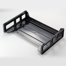 Officemate 26052 Recycled Side Load Letter Tray, Black - 1 Compartment(s) - 1 Tier(s) - 2.8" Height x 13.2" Width x 9" Depth - Stackable, Durable, Handle, Sturdy - 30% Recycled - Black - Plastic - 1 Each