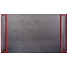 Dacasso Rosewood & Leather Side-Rail Desk Pad - 20" Width - Leather - Black - 1 Each