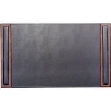 Dacasso Walnut & Leather Side-Rail Desk Pad - 20.50" Width - Leather - Brown - 1 Each