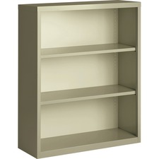 Lorell Fortress Series Bookcase putty steel 42 inch height