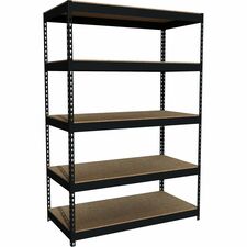 Lorell Fortress Riveted Shelving black steel 5 shelves