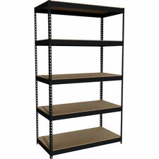 Lorell Fortress Riveted Shelving heavy duty black steel 5 compartments