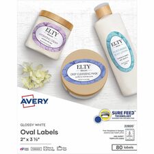 Avery Oval Labels Glossy White 80ct