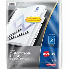 Avery Unpunched Print-On Dividers 25 count