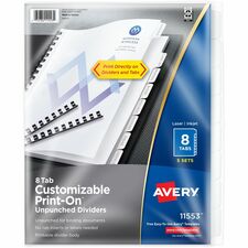 Avery Unpunched Print-On Dividers 40 count 8 tab