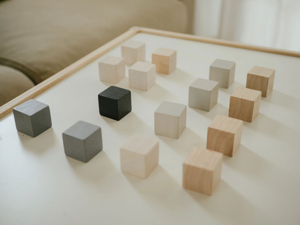 Social Distancing Concept : Wooden Block