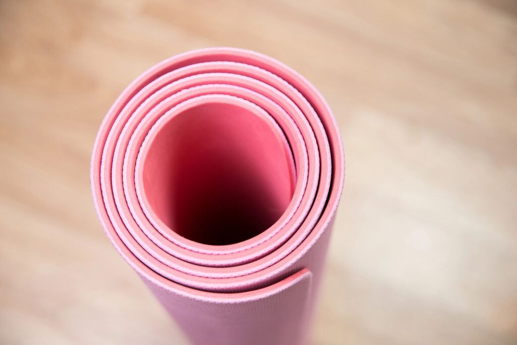 Close-up of Rolled Up Pink Yoga Mat