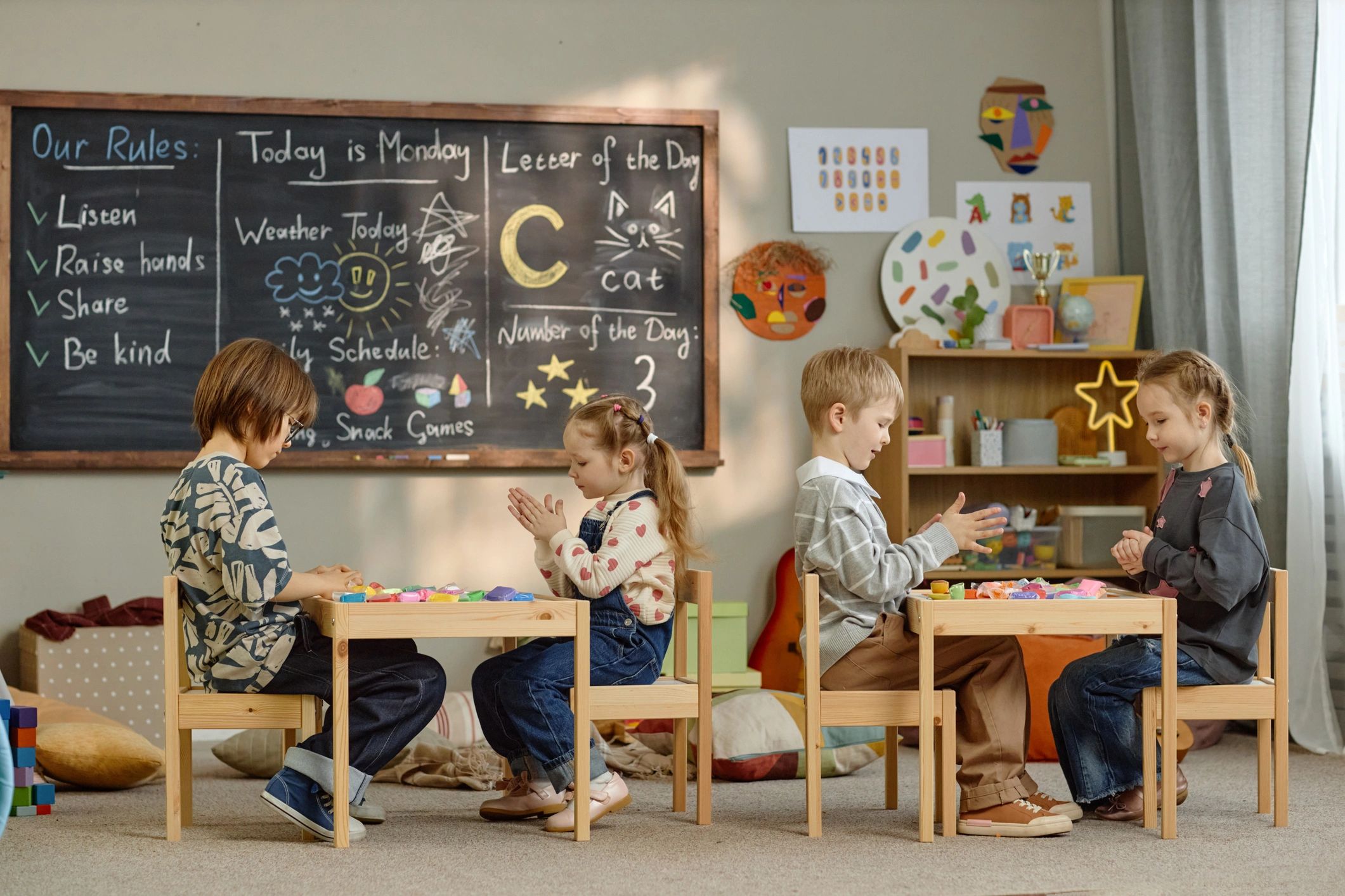 Children with premium school supplies for early grades