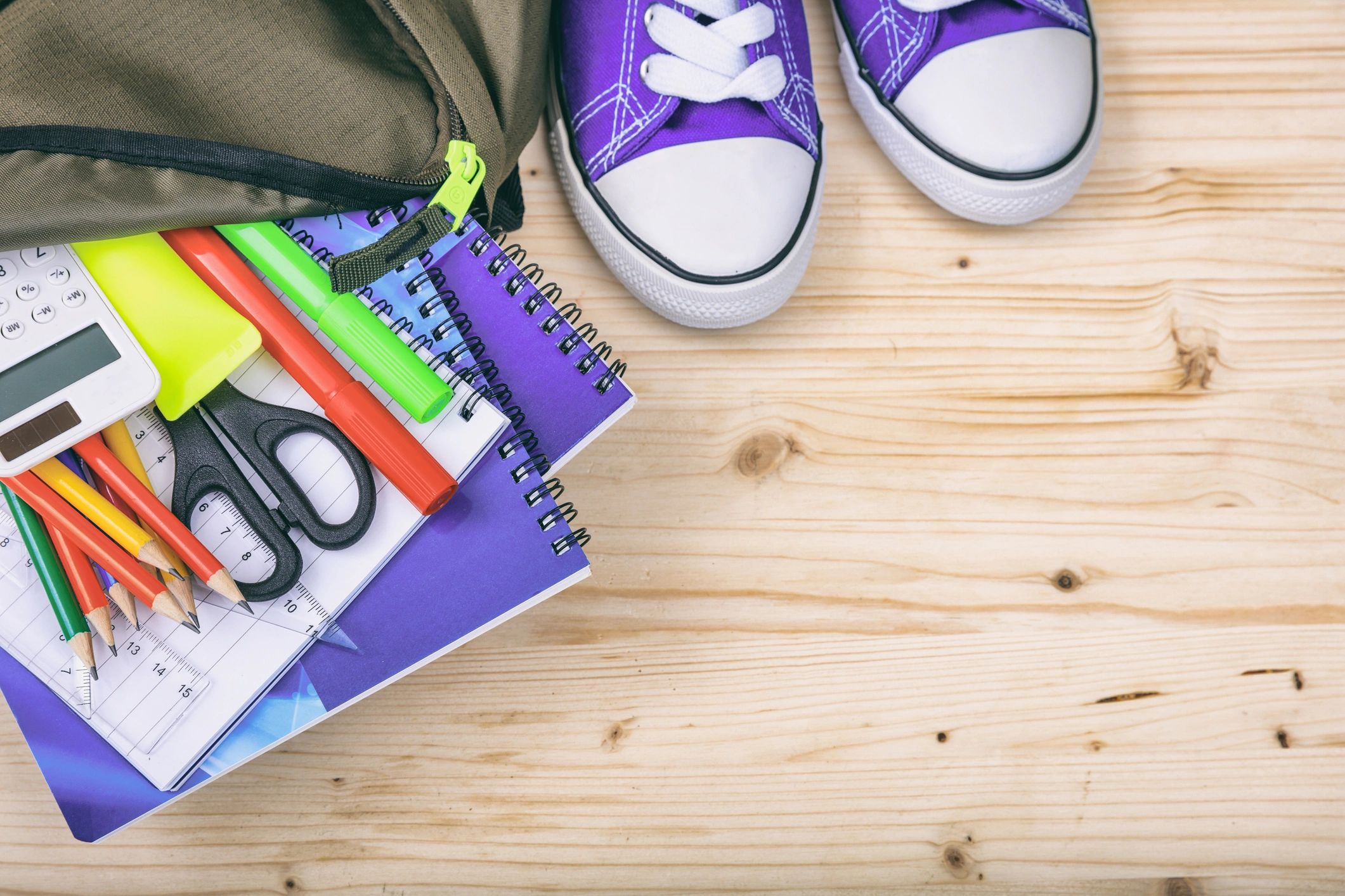 School backpack and supplies
